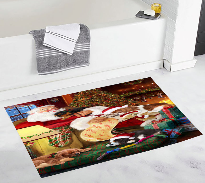 Santa Sleeping with Cavalier King Charles Spaniel Dogs Bath Mat