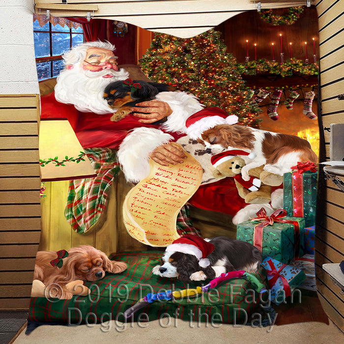 Santa Sleeping with Cavalier King Charles Spaniel Dogs Quilt