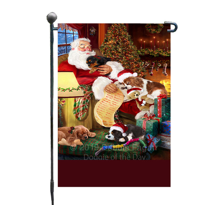 Personalized Cavalier King Charles Spaniel Dogs and Puppies Sleeping with Santa Custom Garden Flags GFLG-DOTD-A62618