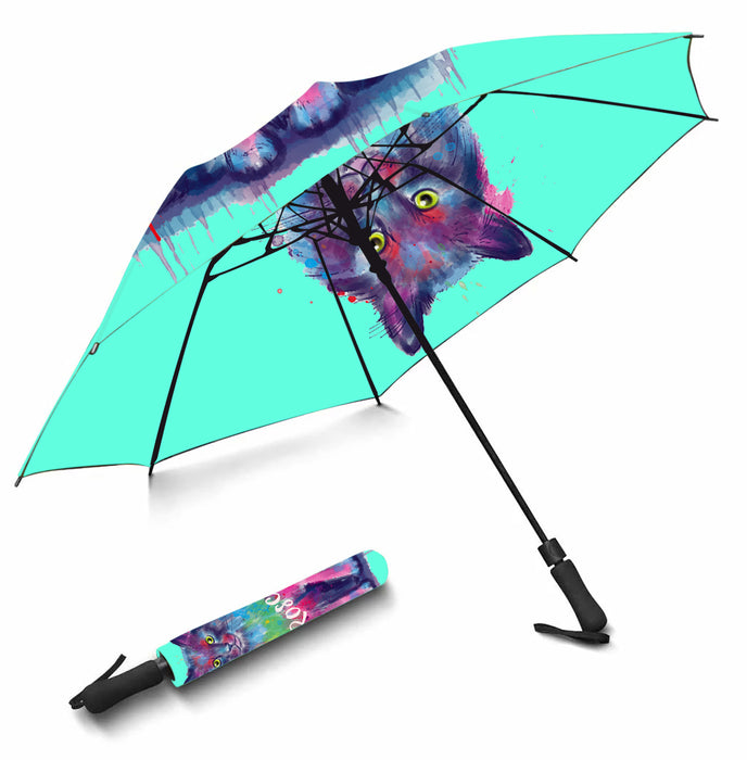 Custom Pet Name Personalized Watercolor Chantilly Tiffany CatSemi-Automatic Foldable Umbrella