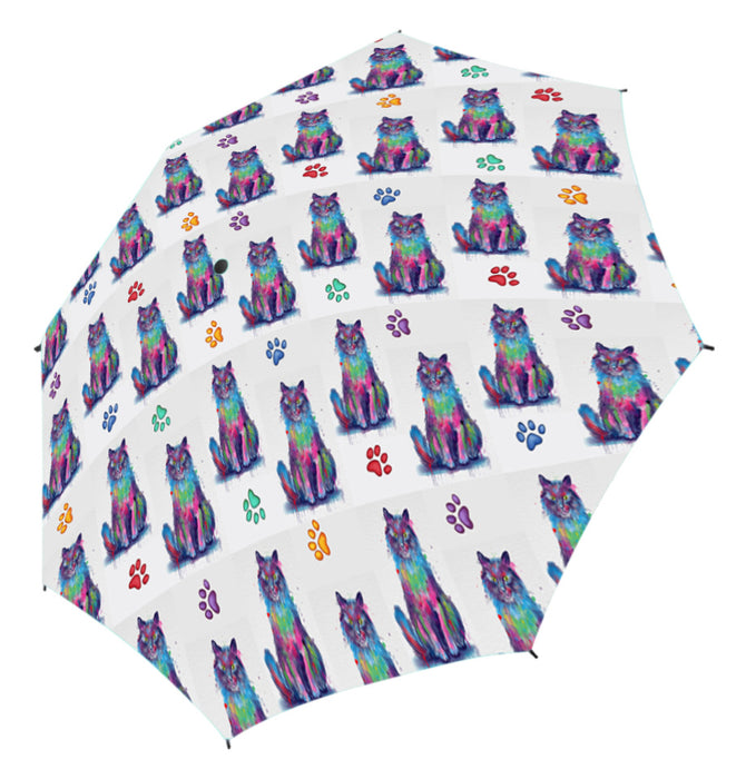 Watercolor Mini Chantilly Tiffany CatsSemi-Automatic Foldable Umbrella