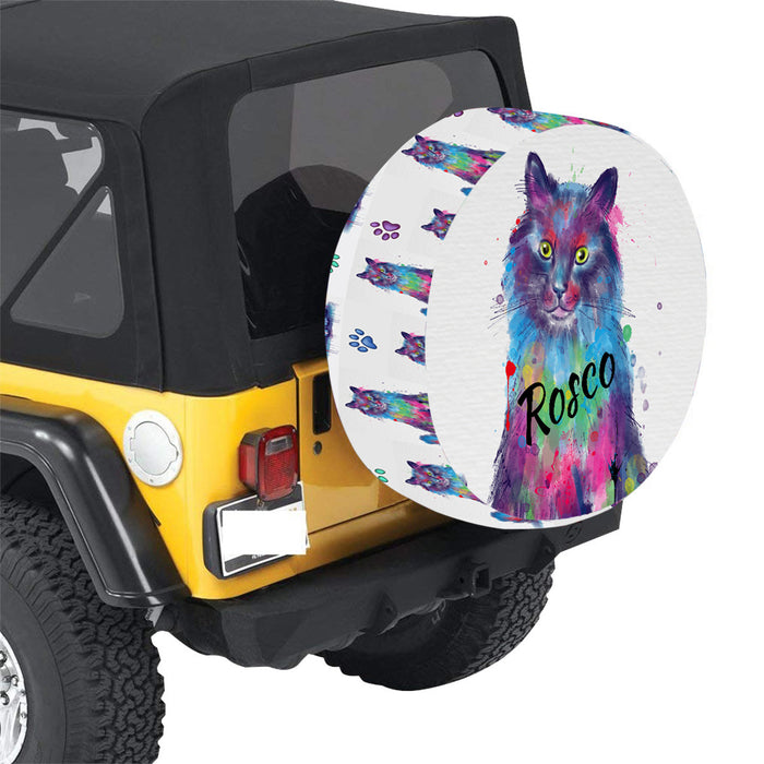 Custom Pet Name Personalized Watercolor Chantilly Tiffany Cat Car Tire Cover