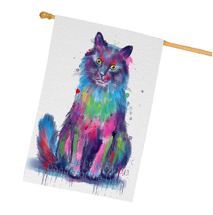 Watercolor Chantilly-Tiffany Cat House Flag FLG66167