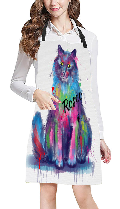 Custom Pet Name Personalized Watercolor Chantilly Tiffany Cat Apron