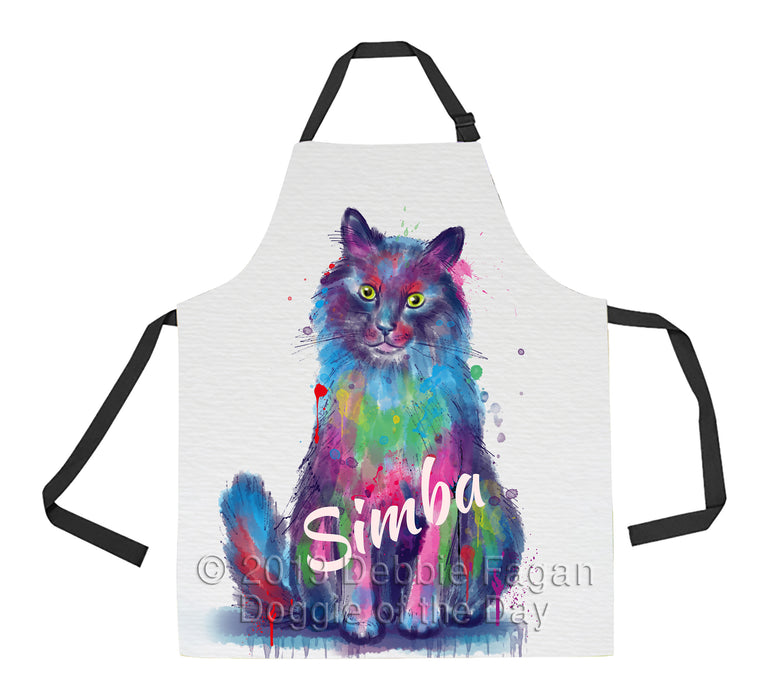 Custom Pet Name Personalized Watercolor Chantilly Tiffany Cat Apron
