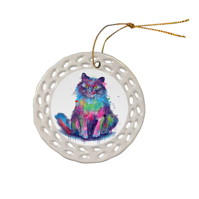 Watercolor Chantilly-Tiffany Cat Doily Ornament DPOR58135