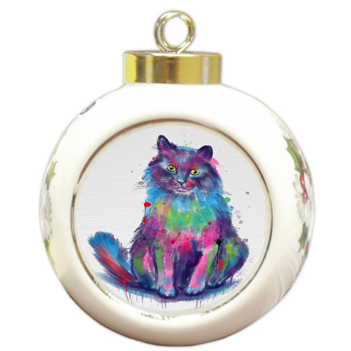 Watercolor Chantilly-Tiffany Cat Round Ball Christmas Ornament RBPOR58479
