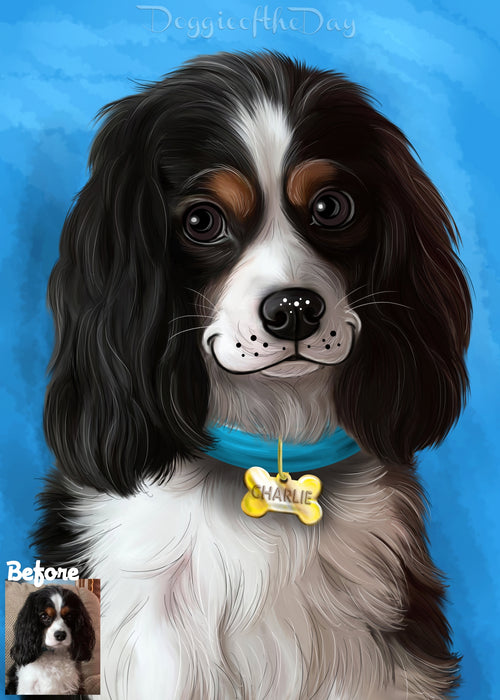 Digital Painting PERSONALIZED Caricature PET PORTRAIT! Custom Pet Dog or Cat Art