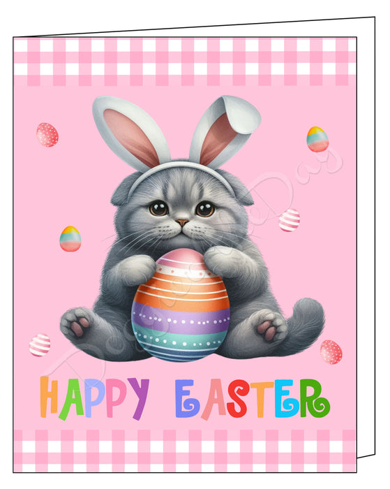 Chartreux Cat Easter Day Greeting Cards and Note Cards with Envelope - Easter Invitation Card with Multi Design Pack