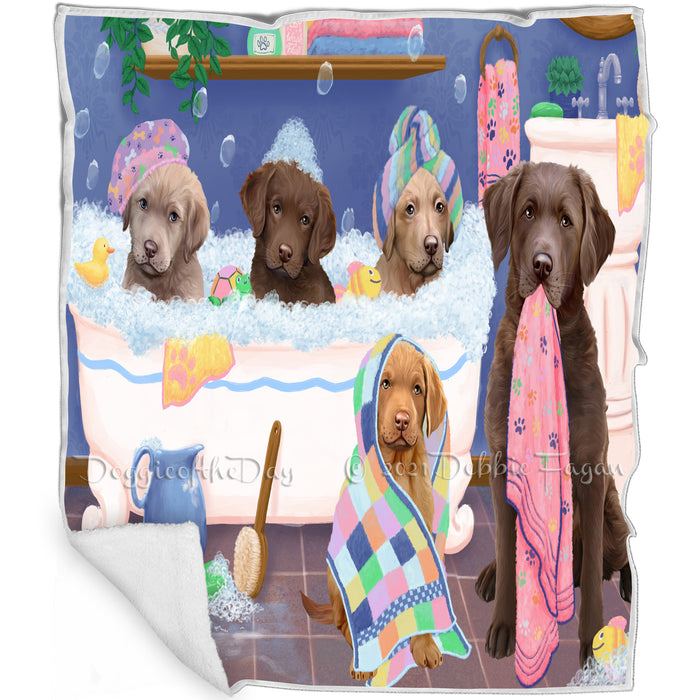 Rub A Dub Dogs In A Tub Chesapeake Bay Retrievers Dog Blanket BLNKT130431