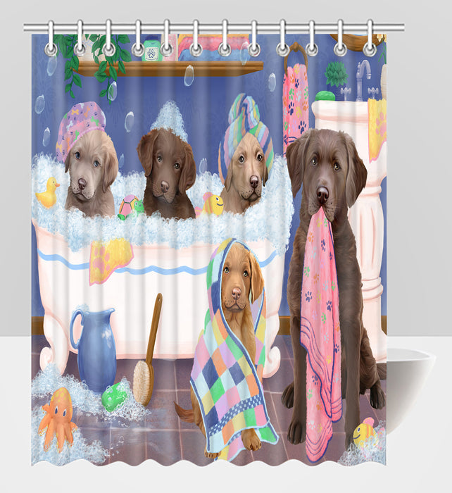 Rub A Dub Dogs In A Tub Chesapeake Bay Retriever Dogs Shower Curtain