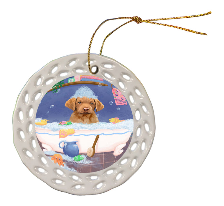 Rub A Dub Dog In A Tub Chesapeake Bay Retriever Dog Doily Ornament DPOR58232
