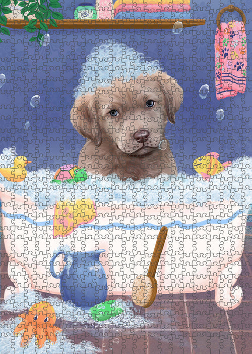 Rub A Dub Dog In A Tub Chesapeake Bay Retriever Dog Portrait Jigsaw Puzzle for Adults Animal Interlocking Puzzle Game Unique Gift for Dog Lover's with Metal Tin Box PZL251