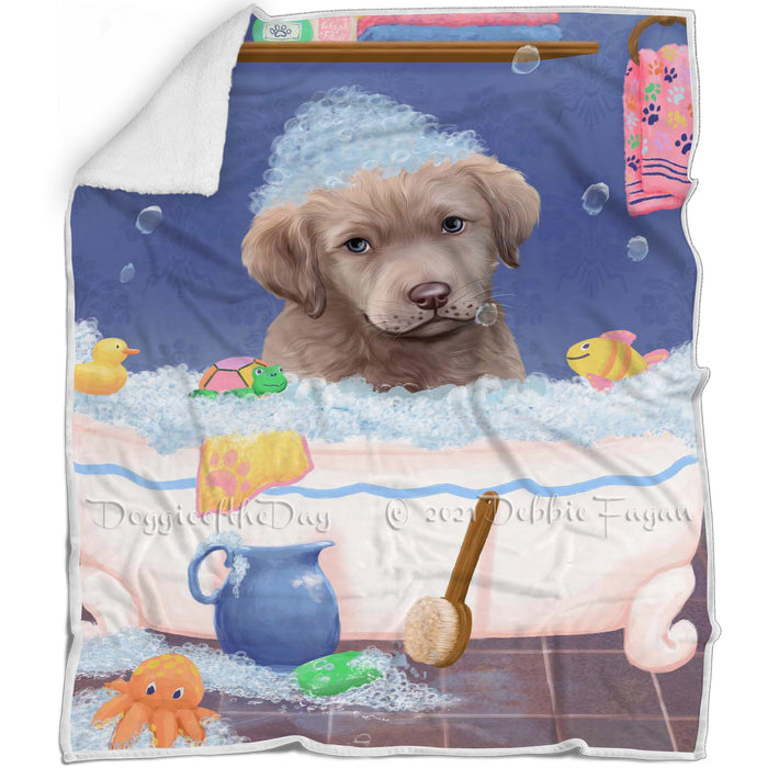 Rub A Dub Dog In A Tub Chesapeake Bay Retriever Dog Blanket BLNKT143039