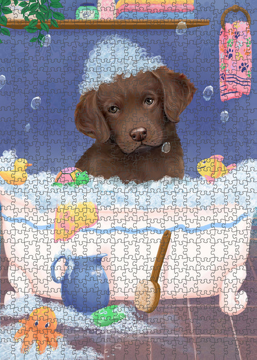 Rub A Dub Dog In A Tub Chesapeake Bay Retriever Dog Portrait Jigsaw Puzzle for Adults Animal Interlocking Puzzle Game Unique Gift for Dog Lover's with Metal Tin Box PZL300