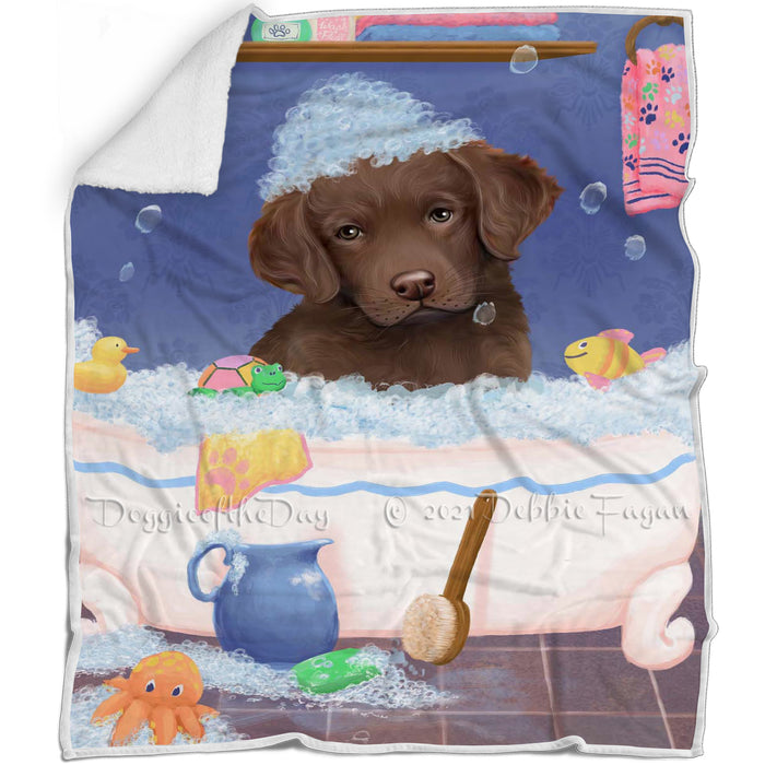 Rub A Dub Dog In A Tub Chesapeake Bay Retriever Dog Blanket BLNKT143040