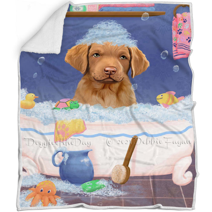 Rub A Dub Dog In A Tub Chesapeake Bay Retriever Dog Blanket BLNKT143041