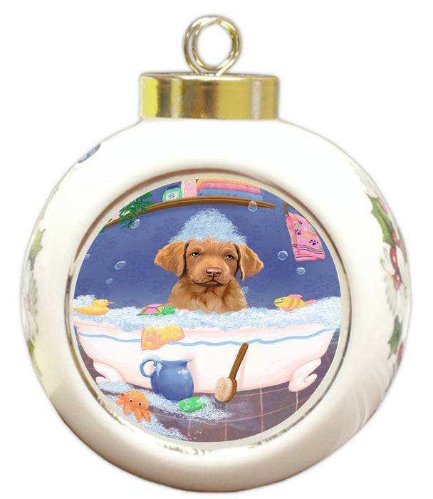 Rub A Dub Dog In A Tub Chesapeake Bay Retriever Dog Round Ball Christmas Ornament RBPOR58565
