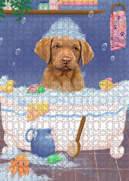 Rub A Dub Dog In A Tub Chesapeake Bay Retriever Dog Portrait Jigsaw Puzzle for Adults Animal Interlocking Puzzle Game Unique Gift for Dog Lover's with Metal Tin Box PZL253