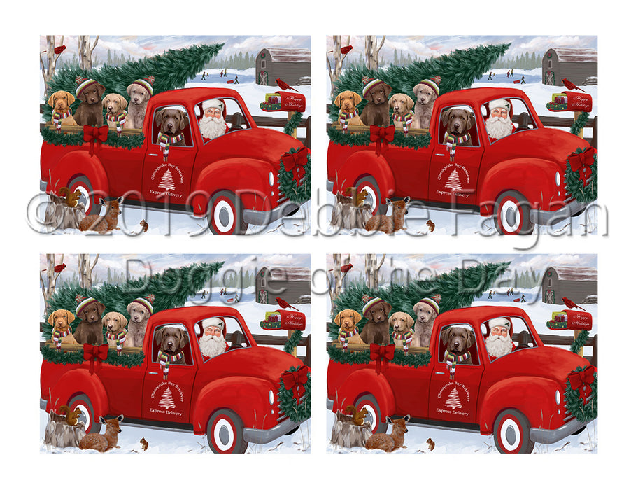 Christmas Santa Express Delivery Red Truck Chesapeake Bay Retriever Dogs Placemat