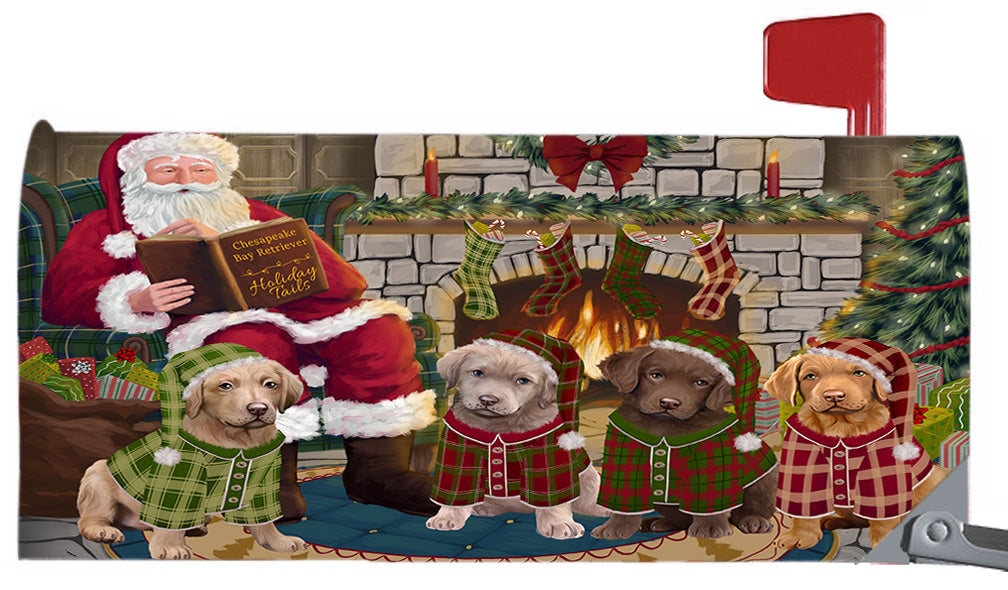 Christmas Cozy Holiday Fire Tails Chesapeake Bay Retriever Dogs 6.5 x 19 Inches Magnetic Mailbox Cover Post Box Cover Wraps Garden Yard Décor MBC48893