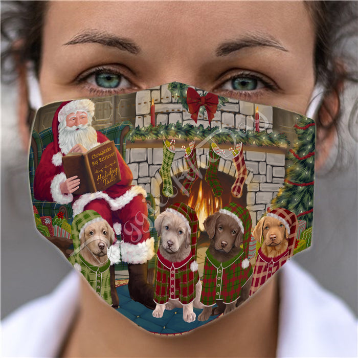 Christmas Cozy Holiday Fire Tails Chesapeake Bay Retriever Dogs Face Mask FM48622