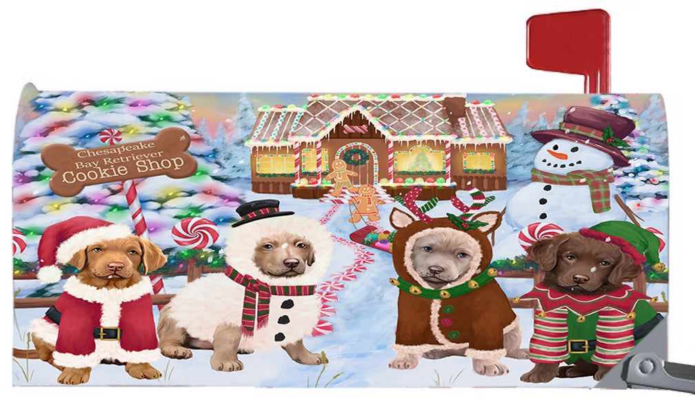 Christmas Holiday Gingerbread Cookie Shop Chesapeake Bay Retriever Dogs 6.5 x 19 Inches Magnetic Mailbox Cover Post Box Cover Wraps Garden Yard Décor MBC48982