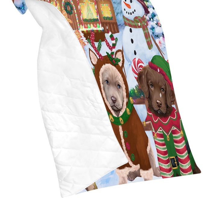 Holiday Gingerbread Cookie Chesapeake Bay Retriever Dogs Quilt