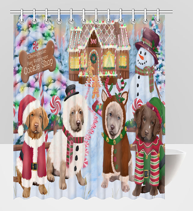 Holiday Gingerbread Cookie Chesapeake Bay Retriever Dogs Shower Curtain
