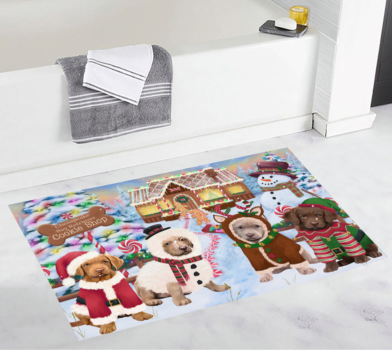Holiday Gingerbread Cookie Chesapeake Bay Retriever Dogs Bath Mat