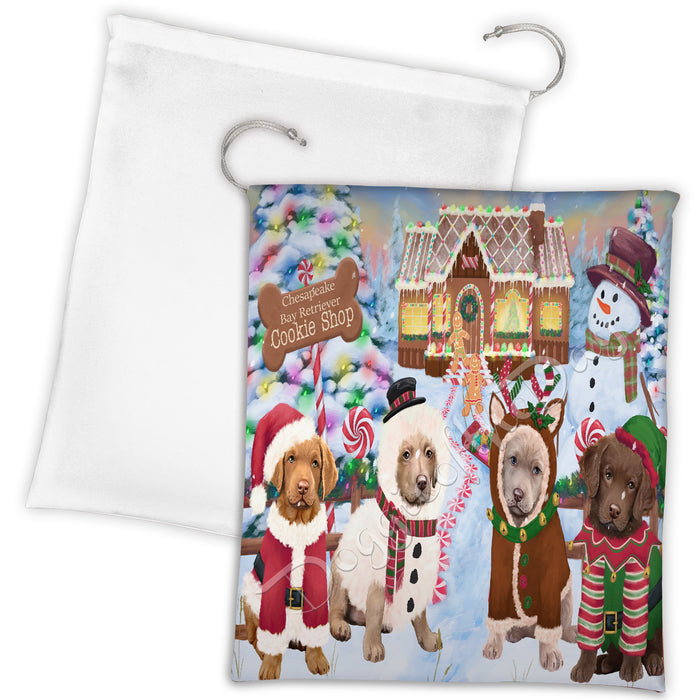 Holiday Gingerbread Cookie Chesapeake Bay Retriever Dogs Shop Drawstring Laundry or Gift Bag LGB48586