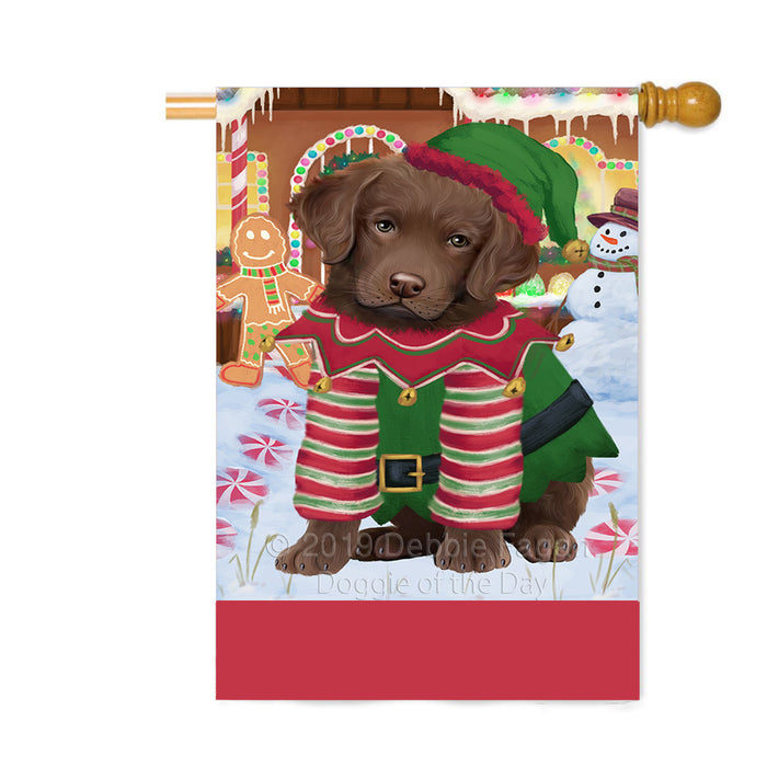 Personalized Gingerbread Candyfest Chesapeake Bay Retriever Dog Custom House Flag FLG63785