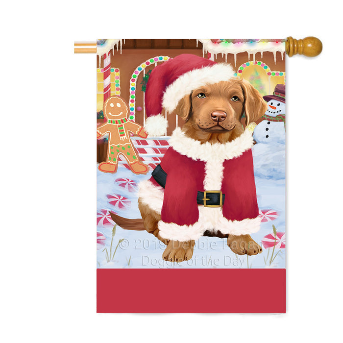 Personalized Gingerbread Candyfest Chesapeake Bay Retriever Dog Custom House Flag FLG63787