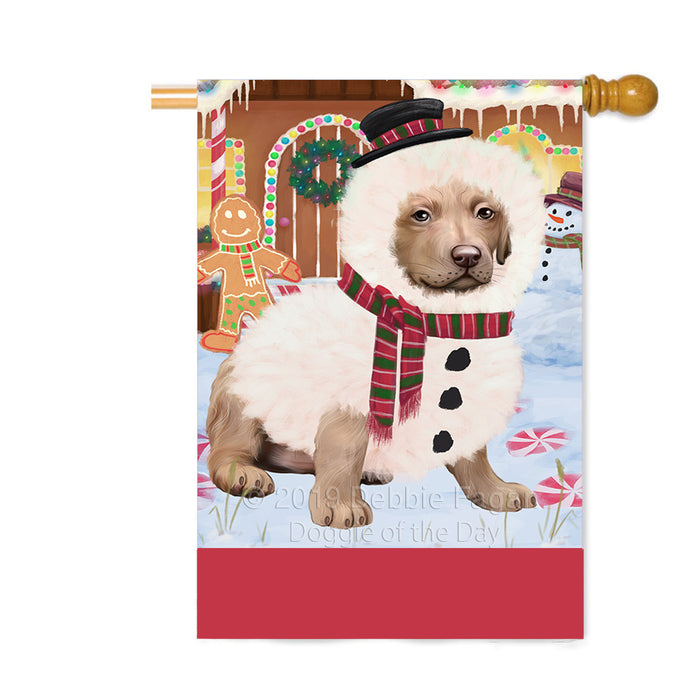 Personalized Gingerbread Candyfest Chesapeake Bay Retriever Dog Custom House Flag FLG63788