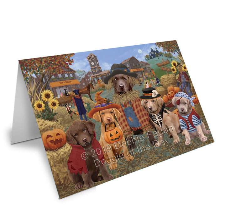 Halloween 'Round Town Chesapeake Bay Retriever Dogs Handmade Artwork Assorted Pets Greeting Cards and Note Cards with Envelopes for All Occasions and Holiday Seasons GCD77807
