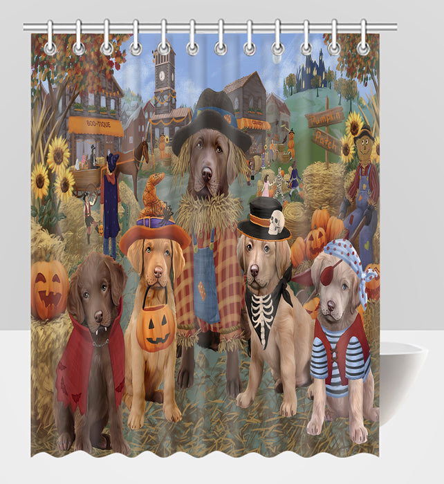 Halloween 'Round Town Chesapeake Bay Retriever Dogs Shower Curtain