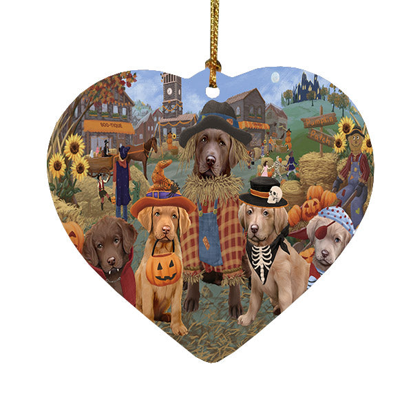 Halloween 'Round Town Cavalier King Charles Spaniel Dogs Heart Christmas Ornament HPOR57486
