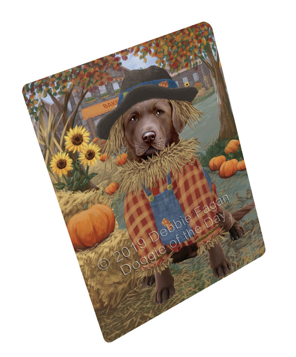 Halloween 'Round Town And Fall Pumpkin Scarecrow Both Chesapeake Bay Retriever Dogs Cutting Board C77275