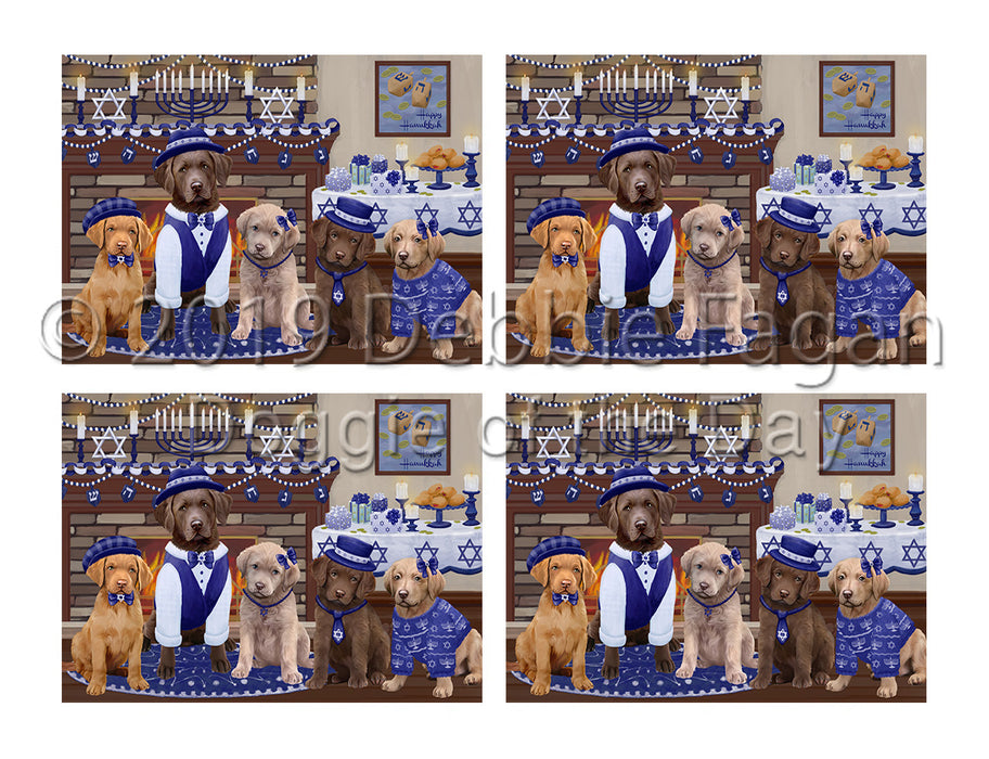 Happy Hanukkah Family Chesapeake Bay Retriever Dogs Placemat