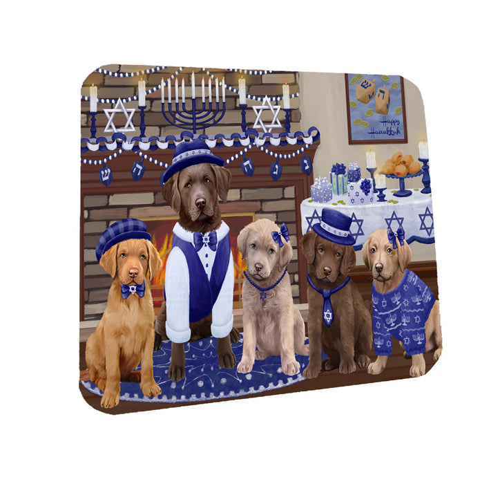 Happy Hanukkah Family Chesapeake Bay Retriever Dogs Coasters Set of 4 CSTA57565
