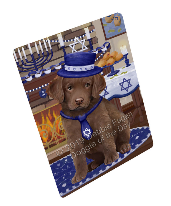 Happy Hanukkah Family and Happy Hanukkah Both Chesapeake Bay Retriever Dog Large Refrigerator / Dishwasher Magnet RMAG105084