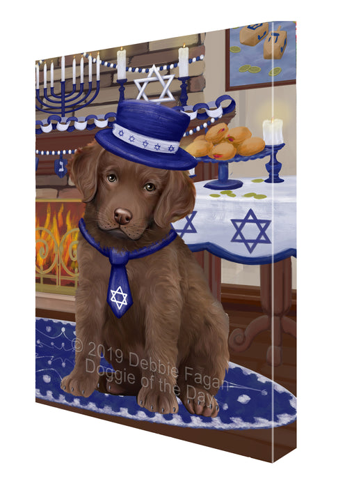 Happy Hanukkah Family and Happy Hanukkah Both Chesapeake Bay Retriever Dog Canvas Print Wall Art Décor CVS140570