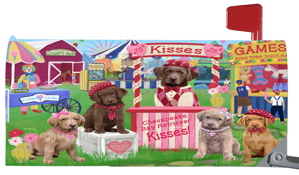 Carnival Kissing Booth Chesapeake Bay Retriever Dogs Magnetic Mailbox Cover Both Sides Pet Theme Printed Decorative Letter Box Wrap Case Postbox Thick Magnetic Vinyl Material
