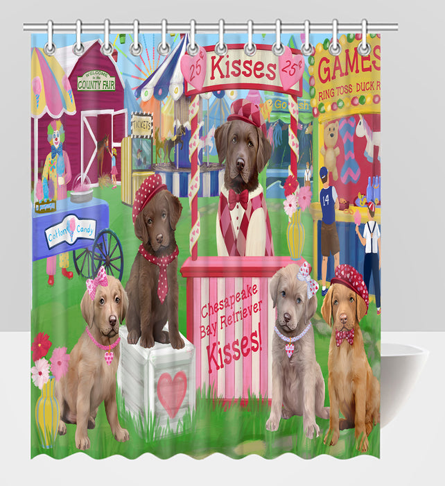 Carnival Kissing Booth Chesapeake Bay Retriever Dogs Shower Curtain