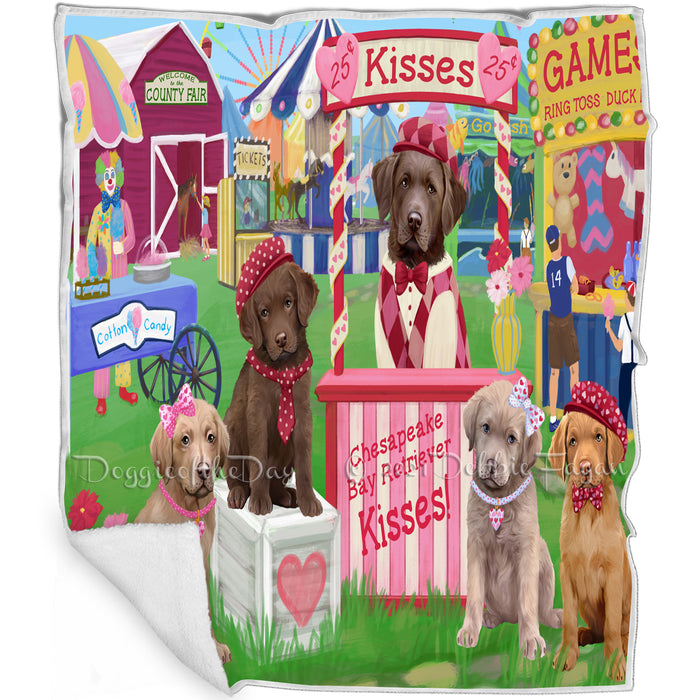 Carnival Kissing Booth Chesapeake Bay Retrievers Dog Blanket BLNKT125985