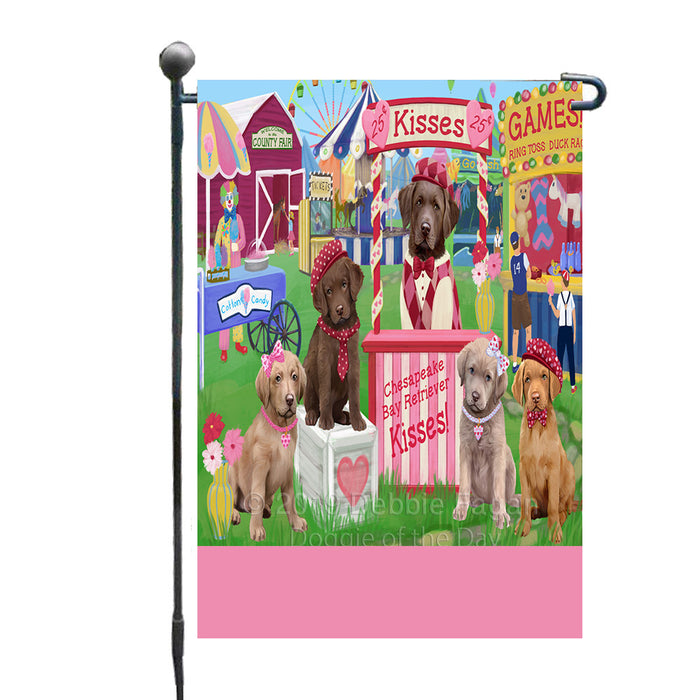 Personalized Carnival Kissing Booth Chesapeake Bay Retriever Dogs Custom Garden Flag GFLG64273