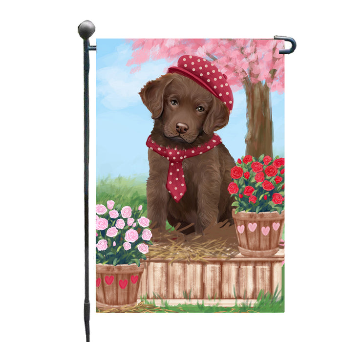 Personalized Rosie 25 Cent Kisses Chesapeake Bay Retriever Dog Custom Garden Flag GFLG64685
