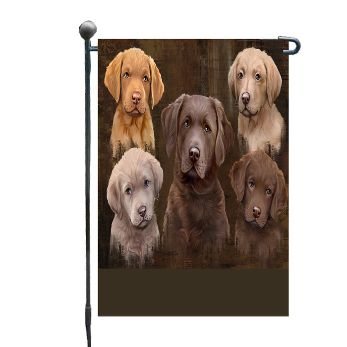 Personalized Rustic 5 Chesapeake Bay Retriever Dogs Custom Garden Flags GFLG-DOTD-A62553