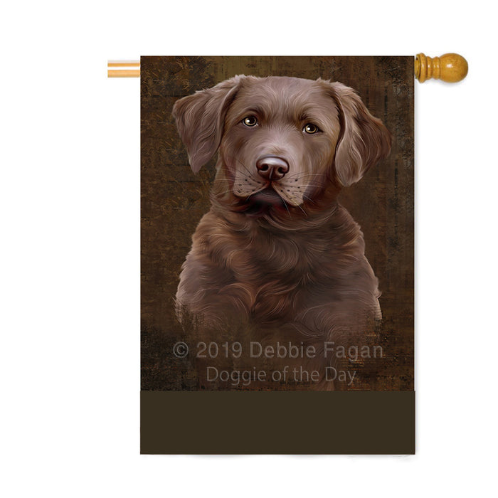 Personalized Rustic Chesapeake Bay Retriever Dog Custom House Flag FLG64554
