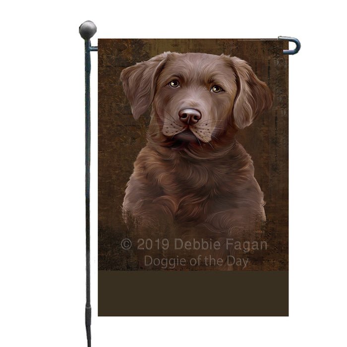 Personalized Rustic Chesapeake Bay Retriever Dog Custom Garden Flag GFLG63477